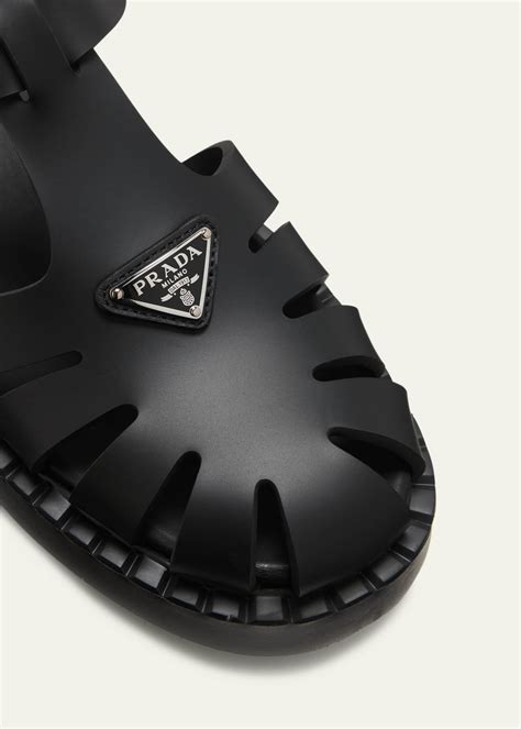 prada vinyl sandals|designer Prada flat sandals.